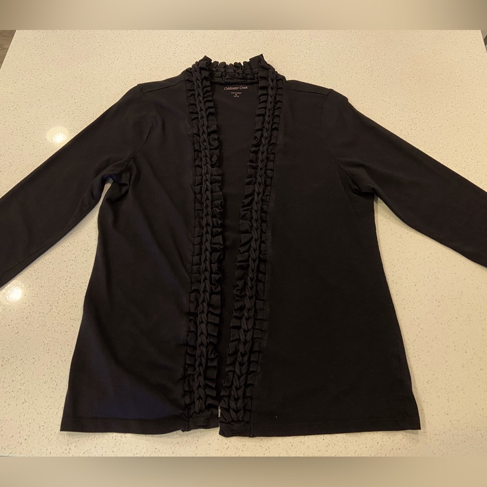 Coldwater Creek open black braided cardigan